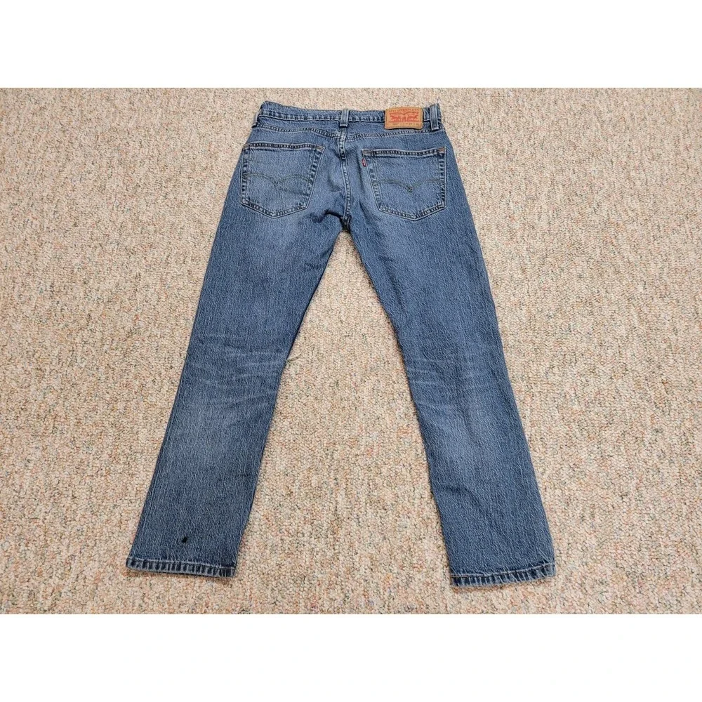 Levis 502 Regular Taper Jeans Mens 30x30 Blue Distressed Denim Pants